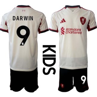 Liverpool FC Barn Bortaställ 2025/26 Darwin Núñez 9 Kortärmad Tröja + Shorts
