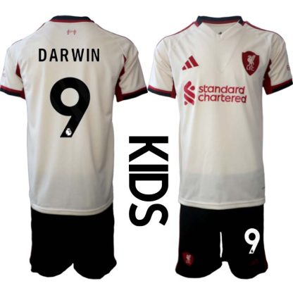 Liverpool FC Barn Bortaställ 2025/26 Darwin Núñez 9 Kortärmad Tröja + Shorts