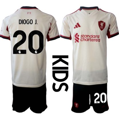 Liverpool FC Barn Bortaställ 2025/26 Diogo Jota 20 Kortärmad Tröja + Shorts