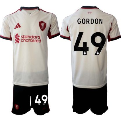 Liverpool FC Herr Bortaställ 2025/26 – Kaide Gordon 49 – Kortärmad Fotbollströja + Shorts