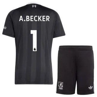Liverpool Målvaktsställ Barn 2025-26 Svart Alisson Becker 1 Kortärmad Tröja + Shorts