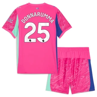 Manchester City Barn Målvakt Bortaställ 2025/26 Rosa Gianluigi Donnarumma 25 Kortärmad Tröja + Shorts