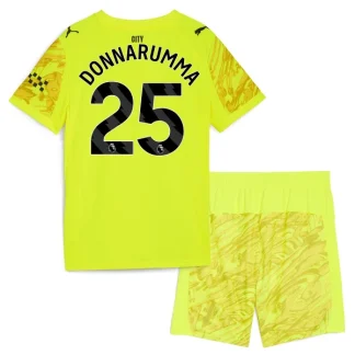 Manchester City Barn Målvakt Tredjetröja 2025/26 Gul Gianluigi Donnarumma 25 Kortärmad Tröja + Shorts