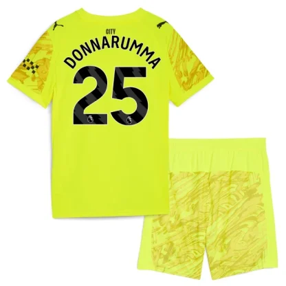 Manchester City Barn Målvakt Tredjetröja 2025/26 Gul Gianluigi Donnarumma 25 Kortärmad Tröja + Shorts