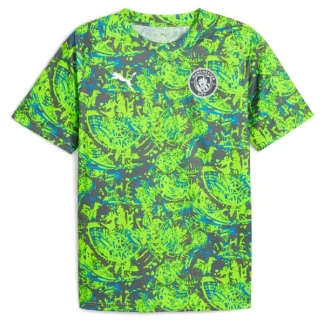 Manchester City Pre-Match Tröja Herr 2025-26 Grön Kortärmad Fotbollströja