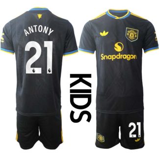 Manchester United Barn Tredjeställ 2025/26 Antony #21 Kortärmad Tröja + Shorts