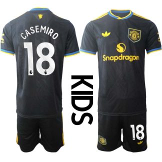 Manchester United Barn Tredjeställ 2025/26 Casemiro #18 Kortärmad Tröja + Shorts