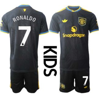 Manchester United Barn Tredjeställ 2025/26 Cristiano Ronaldo #7 Kortärmad Tröja + Shorts