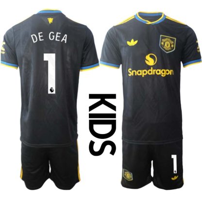 Manchester United Barn Tredjeställ 2025/26 David De Gea #1 Kortärmad Tröja + Shorts