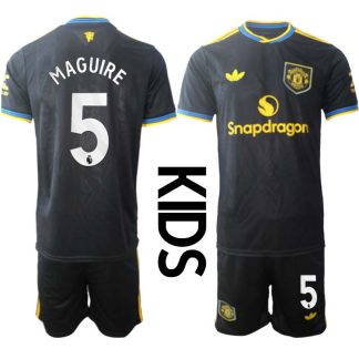 Manchester United Barn Tredjeställ 2025/26 Harry Maguire #5 Kortärmad Tröja + Shorts