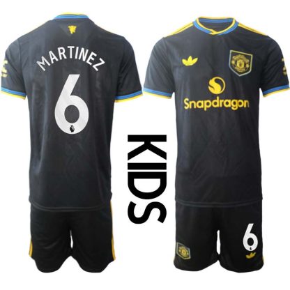 Manchester United Barn Tredjeställ 2025/26 Lisandro Martinez #6 Kortärmad Tröja + Shorts