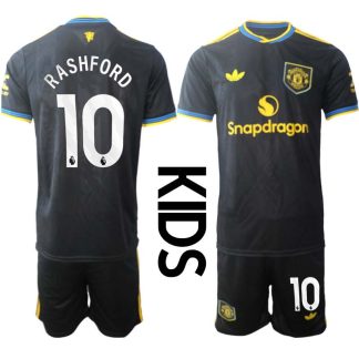 Manchester United Barn Tredjeställ 2025/26 Marcus Rashford #10 Kortärmad Tröja + Shorts