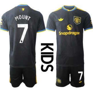 Manchester United Barn Tredjeställ 2025/26 Mason Mount #7 Kortärmad Tröja + Shorts