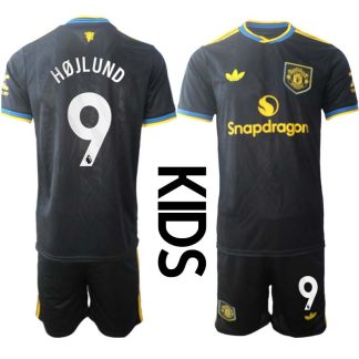 Manchester United Barn Tredjeställ 2025/26 Rasmus Højlund #9 Kortärmad Tröja + Shorts