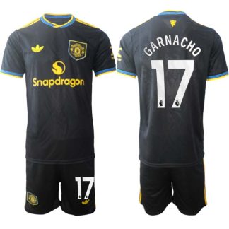 Manchester United Tredjeställ Herr 2025/26 Alejandro Garnacho #17 Kortärmad Fotbollströja + Shorts