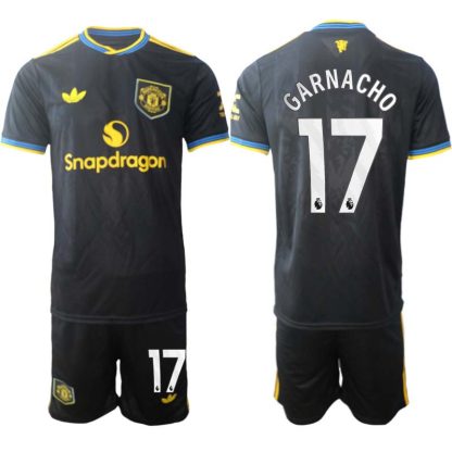 Manchester United Tredjeställ Herr 2025/26 Alejandro Garnacho #17 Kortärmad Fotbollströja + Shorts