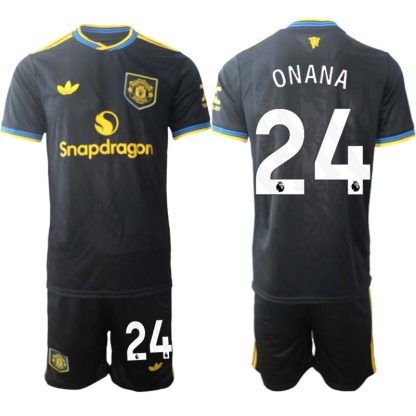 Manchester United Tredjeställ Herr 2025/26 Andre Onana #24 Kortärmad Fotbollströja + Shorts