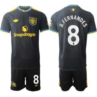 Manchester United Tredjeställ Herr 2025/26 Bruno Fernandes #8 Kortärmad Fotbollströja + Shorts