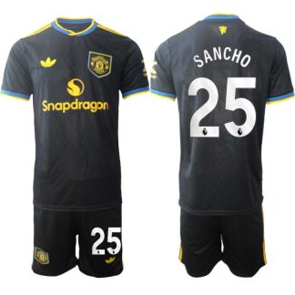 Manchester United Tredjeställ Herr 2025/26 Jadon Sancho #25 Kortärmad Fotbollströja + Shorts