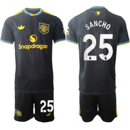 Manchester United Tredjeställ Herr 2025/26 Jadon Sancho #25 Kortärmad Fotbollströja + Shorts