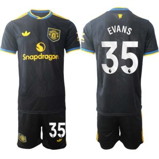 Manchester United Tredjeställ Herr 2025/26 Jonny Evans #35 Kortärmad Fotbollströja + Shorts
