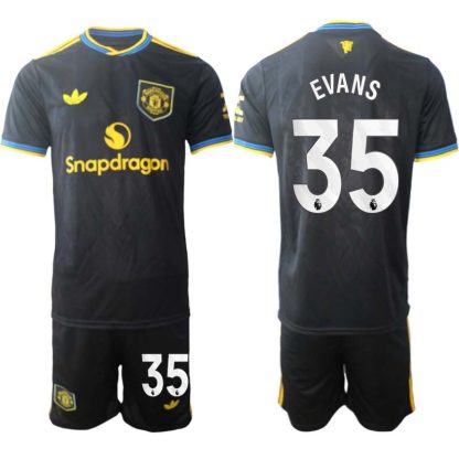 Manchester United Tredjeställ Herr 2025/26 Jonny Evans #35 Kortärmad Fotbollströja + Shorts
