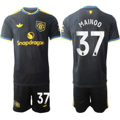 Manchester United Tredjeställ Herr 2025/26 Kobbie Mainoo #37 Kortärmad Fotbollströja + Shorts