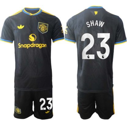 Manchester United Tredjeställ Herr 2025/26 Luke Shaw #23 Kortärmad Fotbollströja + Shorts