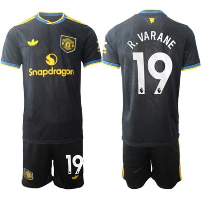 Manchester United Tredjeställ Herr 2025/26 Raphael Varane #19 Kortärmad Fotbollströja + Shorts