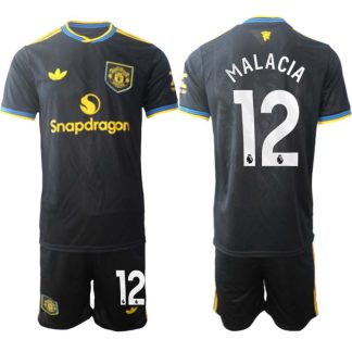 Manchester United Tredjeställ Herr 2025/26 Tyrell Malacia #12 Kortärmad Fotbollströja + Shorts