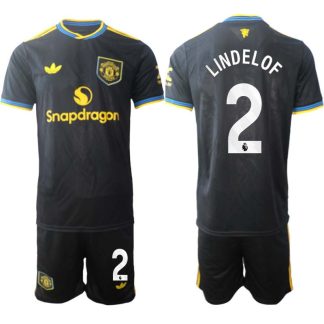 Manchester United Tredjeställ Herr 2025/26 Victor Lindelof #2 Kortärmad Fotbollströja + Shorts