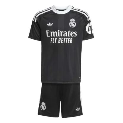 Real Madrid Barn Målvaktsställ 2025-26 Svart Kortärmad Tröja + Shorts