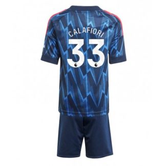 Arsenal Barn Bortaställ 2025/26 Riccardo Calafiori 33 Kortärmad Tröja + Shorts