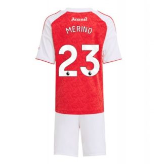 Arsenal Barn Hemmaställ 2025/26 Mikel Merino 23 Kortärmad Tröja + Shorts