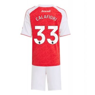 Arsenal Barn Hemmaställ 2025/26 Riccardo Calafiori 33 Kortärmad Tröja + Shorts