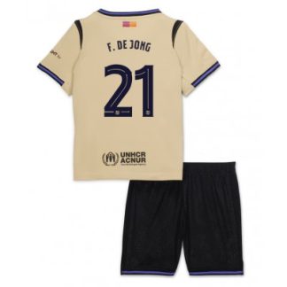 FC Barcelona Barn Bortaställ 2025/26 Frenkie de Jong 21 Kortärmad Tröja + Shorts