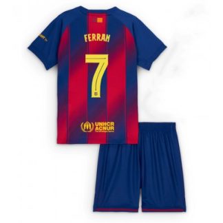 FC Barcelona Barn Hemmaställ 2025/26 Ferran Torres 7 Kortärmad Tröja + Shorts