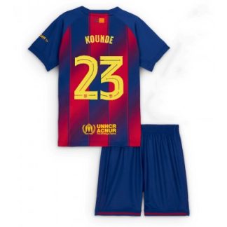 FC Barcelona Barn Hemmaställ 2025/26 Jules Kounde 23 Kortärmad Tröja + Shorts