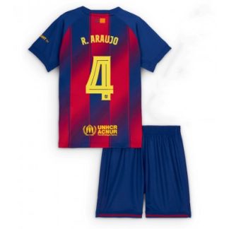 FC Barcelona Barn Hemmaställ 2025/26 Ronald Araujo 4 Kortärmad Tröja + Shorts