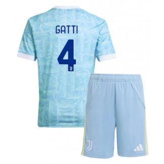 Juventus Barn Bortaställ 2025/26 Federico Gatti 4 Kortärmad Tröja + Shorts