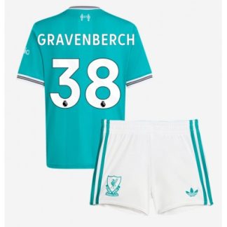Liverpool Barn Tredjeställ 2025/26 Ryan Gravenberch 38 Kortärmad Tröja + Shorts