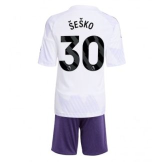 Manchester United Barn Bortaställ 2025/26 Benjamin Šeško 30 Kortärmad Tröja + Shorts