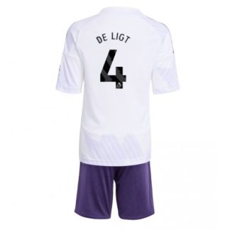 Manchester United Barn Bortaställ 2025/26 Matthijs de Ligt 4 Kortärmad Tröja + Shorts