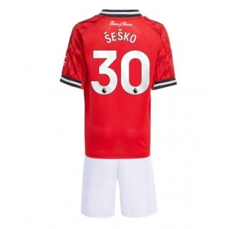 Manchester United Barn Hemmaställ 2025/26 Benjamin Šeško 30 Kortärmad Tröja + Shorts