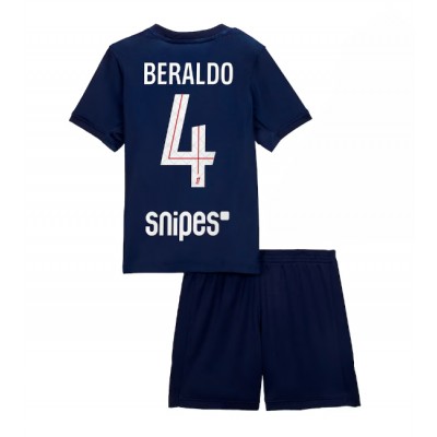 Paris Saint-Germain Barn Hemmaställ 2025/26 Lucas Beraldo 4 Kortärmad Tröja + Shorts