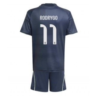 Real Madrid Barn Bortaställ 2025/26 Rodrygo Goes 11 Kortärmad Tröja + Shorts