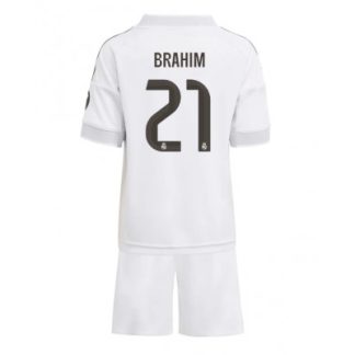 Real Madrid Barn Hemmaställ 2025/26 Brahim Díaz 21 Kortärmad Tröja + Shorts