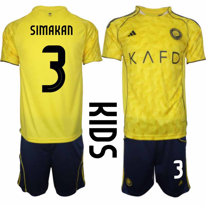 Al-Nassr Mohamed Simakan #3 Barn Hemmaställ 2025-26 Tröja + Shorts