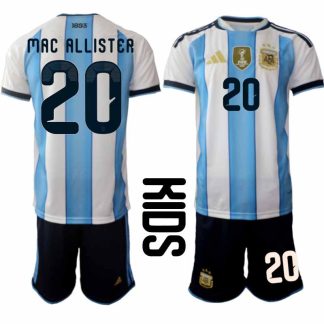 Argentina 2026 VM Hemmaställ Barn Alexis Mac Allister #20 Kortärmad Fotbollströja + Shorts