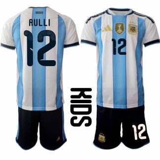 Argentina 2026 VM Hemmaställ Barn Gerónimo-Rulli-#12 Kortärmad Fotbollströja + Shorts